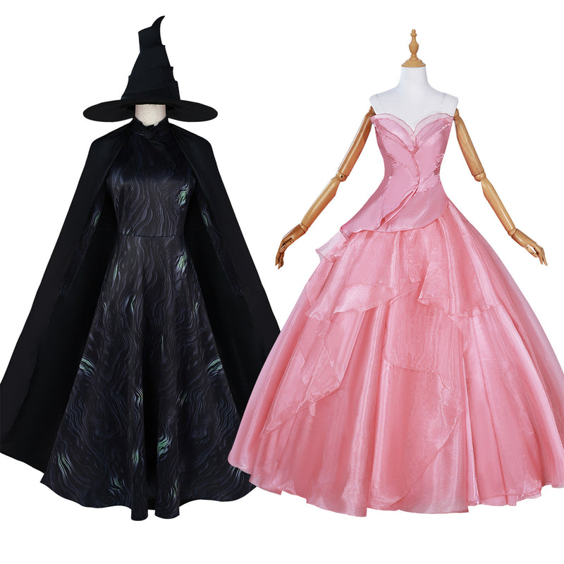 Wicked Cosplay Costume Glinda Pink Ball Gown Elphaba Witch Outfit