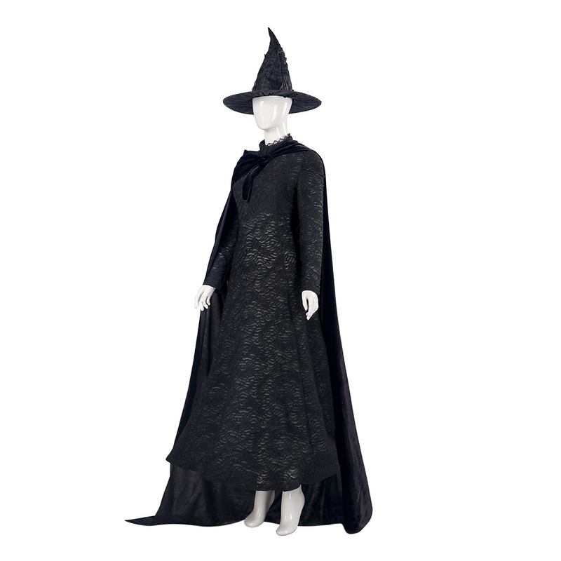 Wicked Elphaba Cosplay Costume Black Dress Velvet Cloak Hat