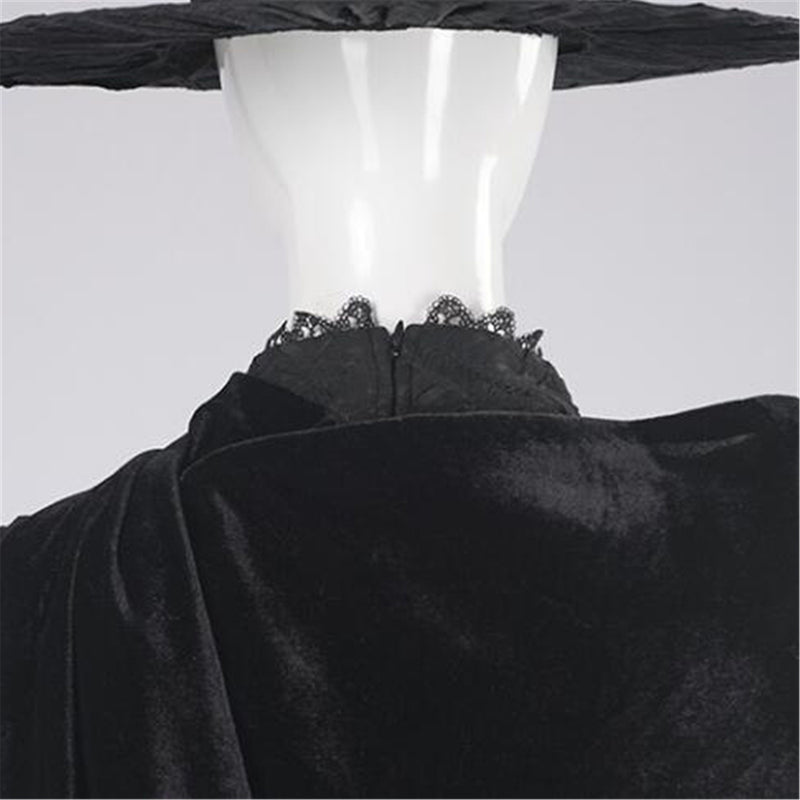 Wicked Elphaba Cosplay Costume Black Dress Velvet Cloak Hat