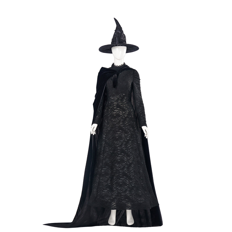 Wicked Elphaba Cosplay Costume Black Dress Velvet Cloak Hat