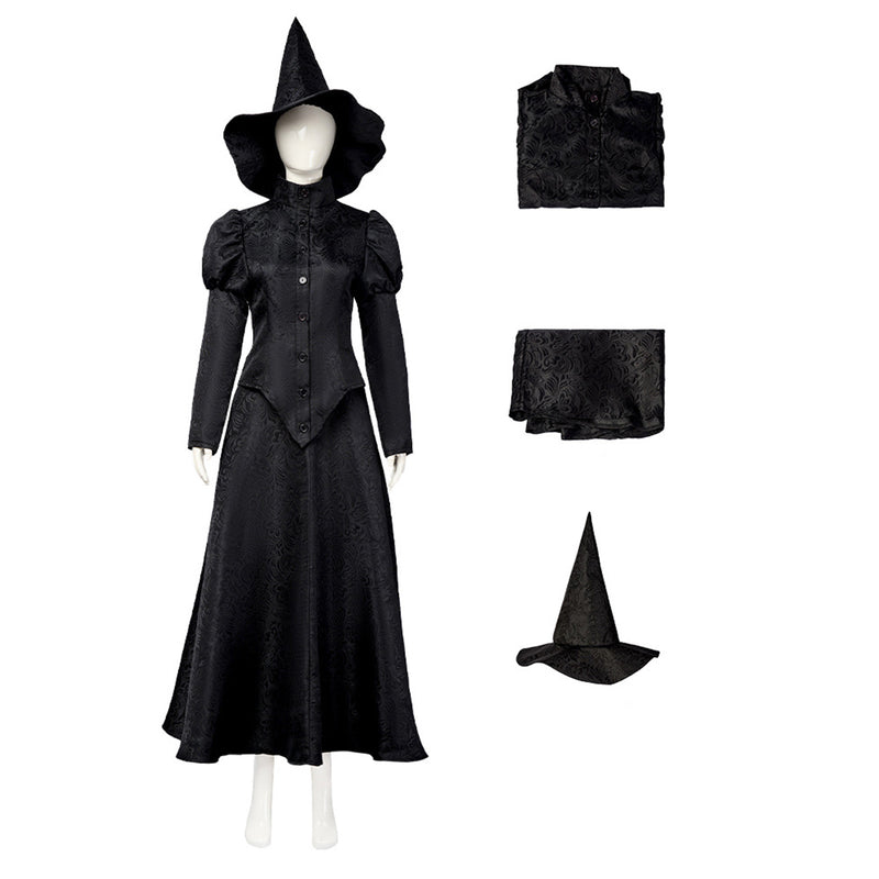 Wicked Elphaba Witch Cosplay Costume Women Black Medieval Dress Halloween Uniform