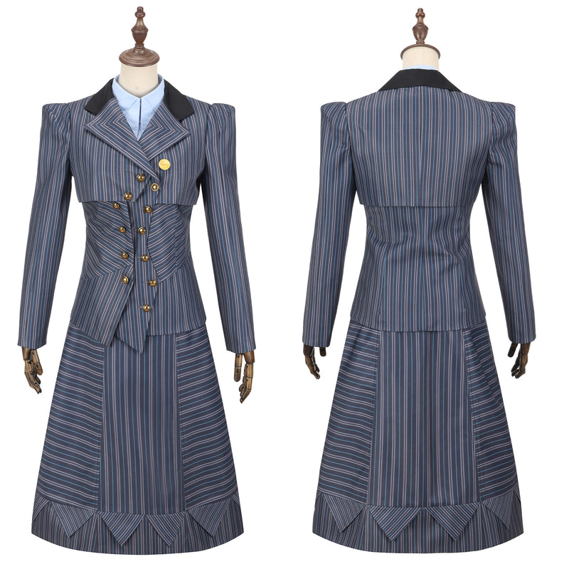 Wicked Elphaba Uniform Cosplay Costume Gray Striped Suits