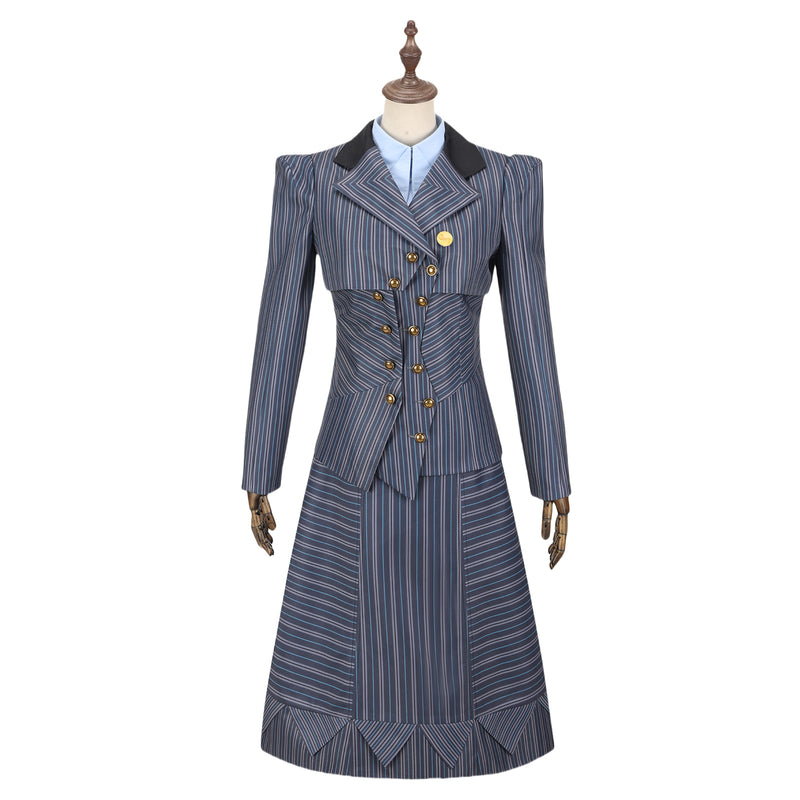 Wicked Elphaba Uniform Cosplay Costume Gray Striped Suits