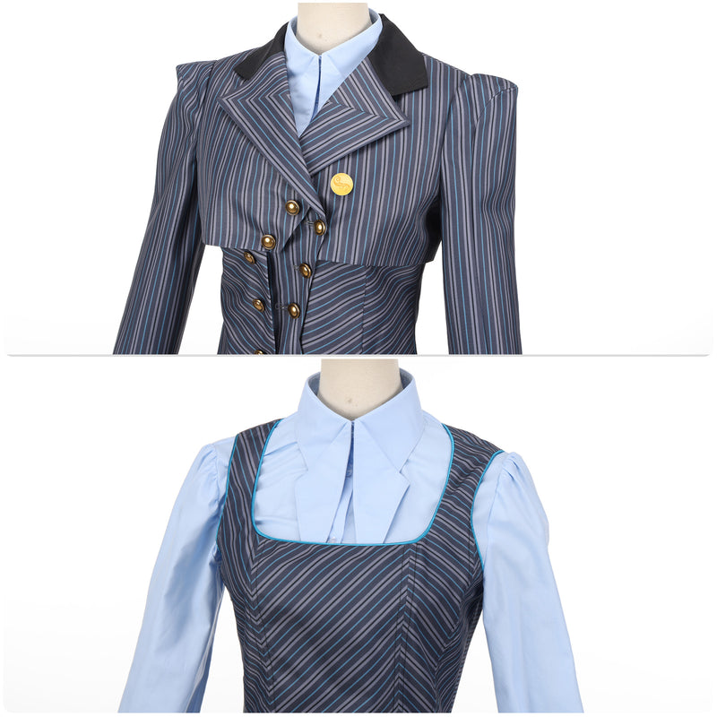 Wicked Elphaba Uniform Cosplay Costume Gray Striped Suits