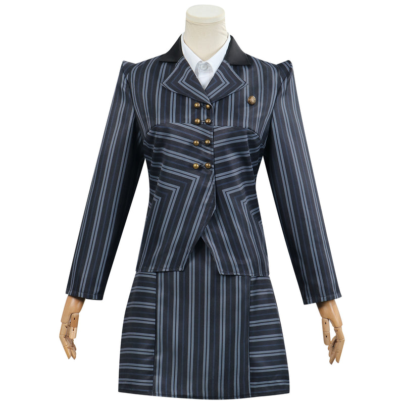 Wicked Elphaba Uniform Cosplay Costume Gray Striped Uniform Set