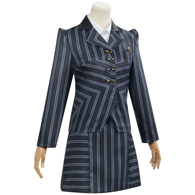 Wicked Elphaba Uniform Cosplay Costume Gray Striped Uniform Set