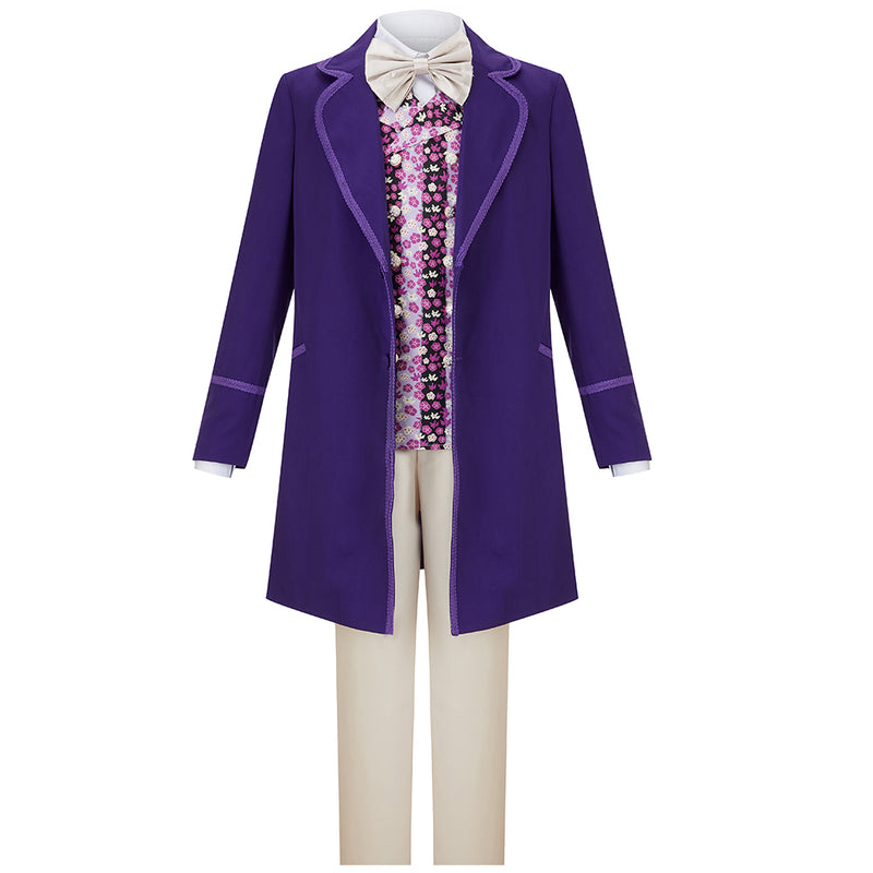 Movie Willy Wonka & the Chocolate Factory Cosplay Costume Classic Purple Suit Full Uniform