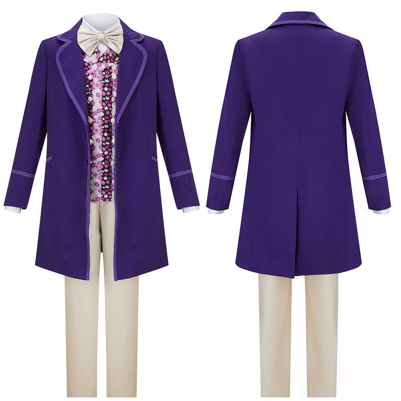 Movie Willy Wonka & the Chocolate Factory Cosplay Costume Classic Purple Suit Full Uniform