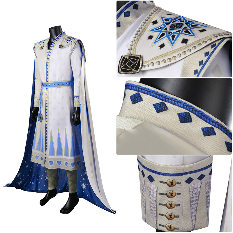 Wish King Magnifico Cosplay Costume Men White Starry Sky Cloak Palace Dress