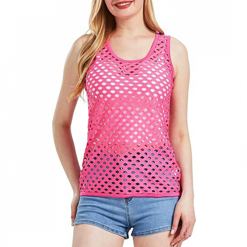 Women Casual Neon Fishnet Tank Slim Fit Party Blouse Vest