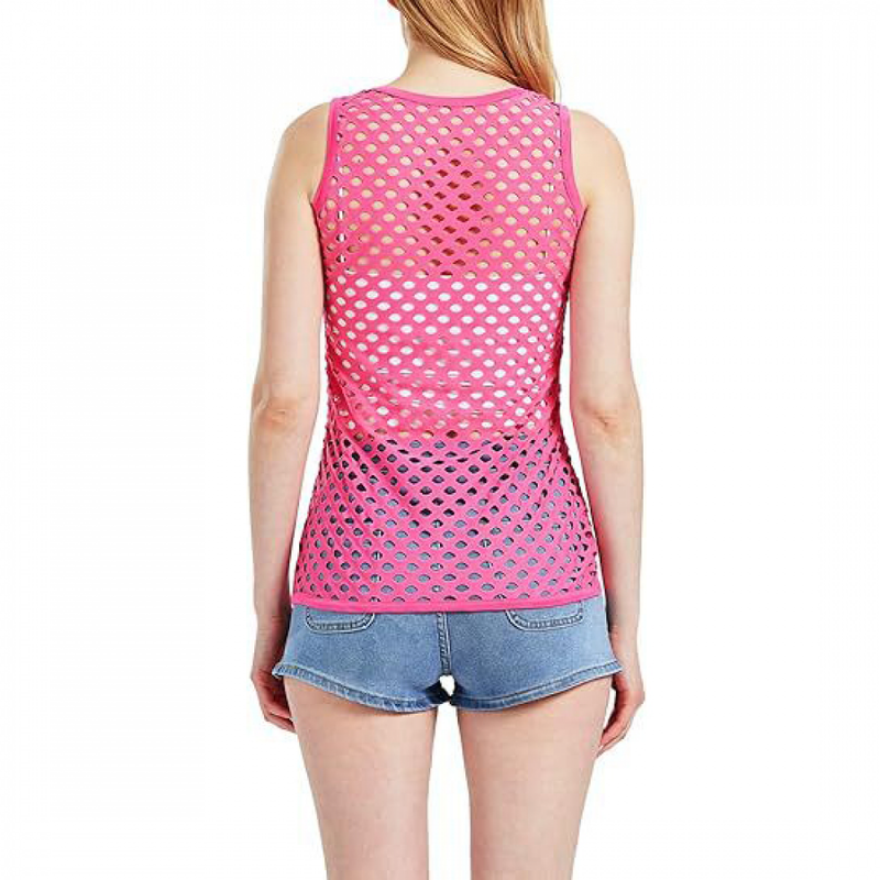 Women Casual Neon Fishnet Tank Slim Fit Party Blouse Vest