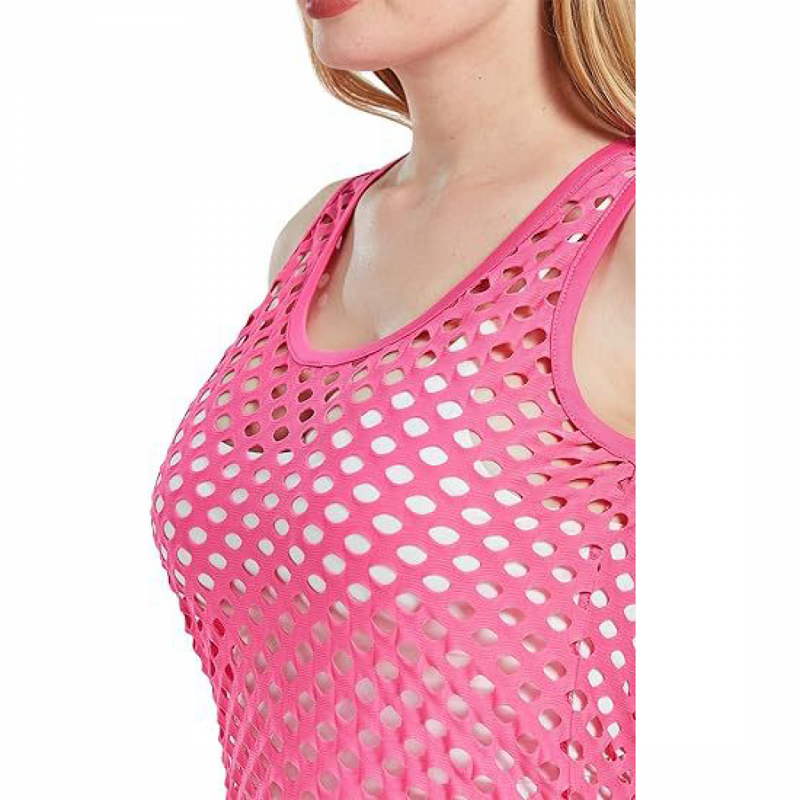 Women Casual Neon Fishnet Tank Slim Fit Party Blouse Vest