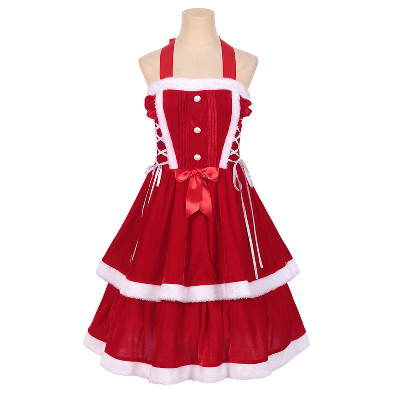 Women Christmas Cosplay Costume Red Dress Small Hooded Cloak