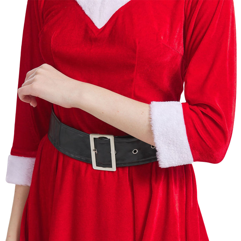 Women Christmas Party Event Cosplay Costume Hooded Red Dress