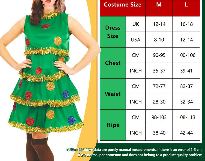 Women Christmas Tree Outfit Set Cute Green Elf Clothing Headband Dress Socks for Christmas Adults Party Uniform