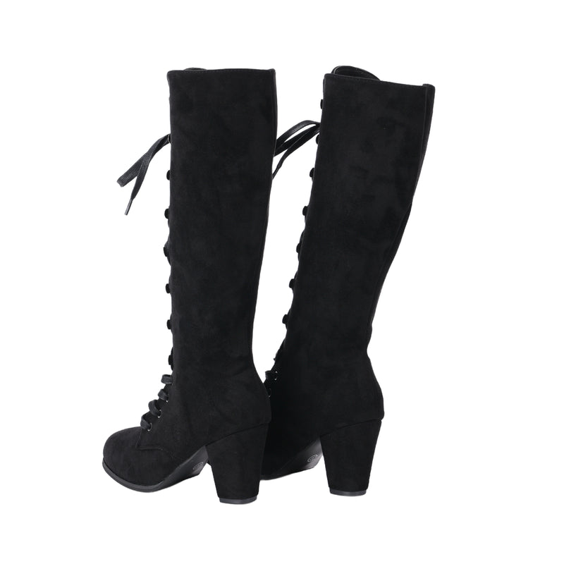 Women Chunky Heel Knee High Boots Medieval Victorian Cosplay Shoes