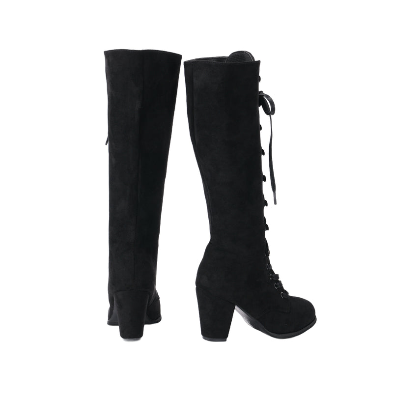 Women Chunky Heel Knee High Boots Medieval Victorian Cosplay Shoes