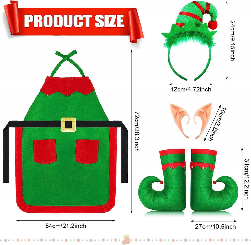 Women Elf Cosplay Costume Play Set Apron Plush Hat Ear for Party