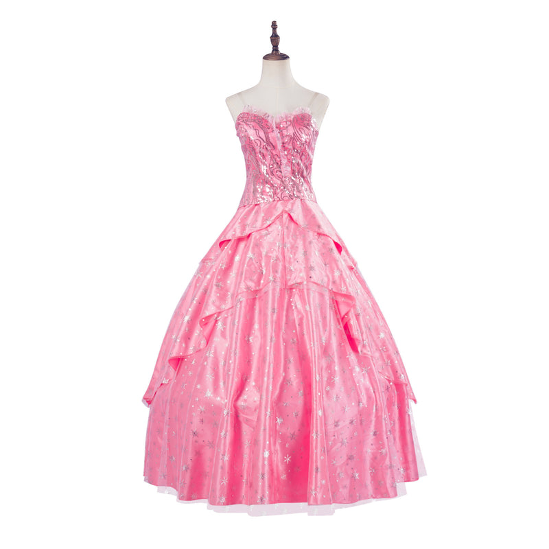 Film Wicked Glinda Cosplay Costume Pink Sequin Corset Skirt