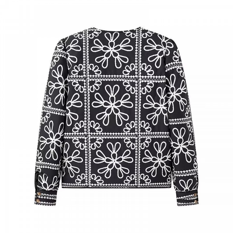 Women Floral Quilted Jacket Short Front Open Print Lightweight Coat