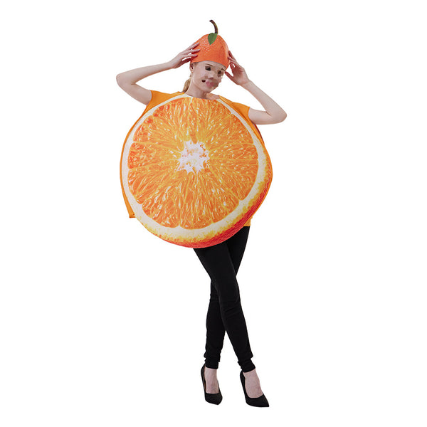 Women Fruit Orange Slice Funny Food Cosplay Costume Vest Hat