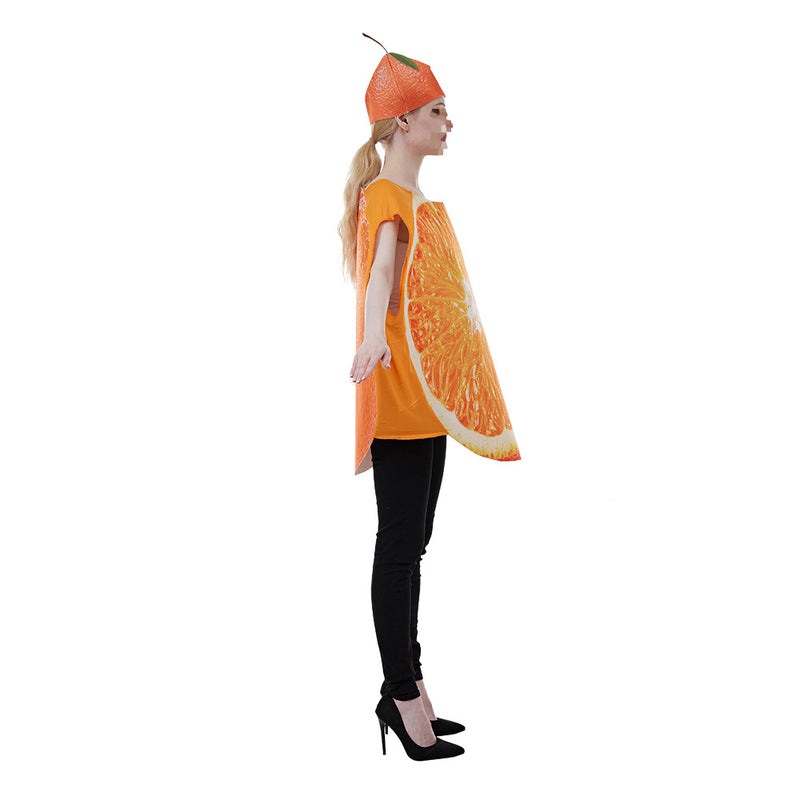 Women Fruit Orange Slice Funny Food Cosplay Costume Vest Hat