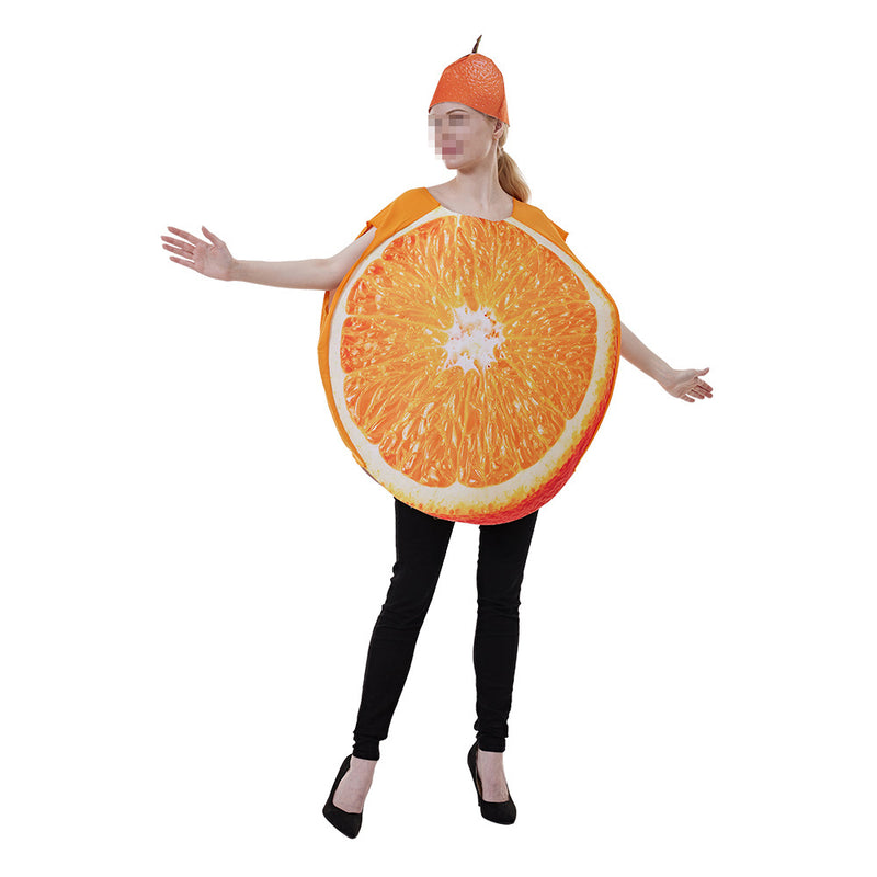 Women Fruit Orange Slice Funny Food Cosplay Costume Vest Hat