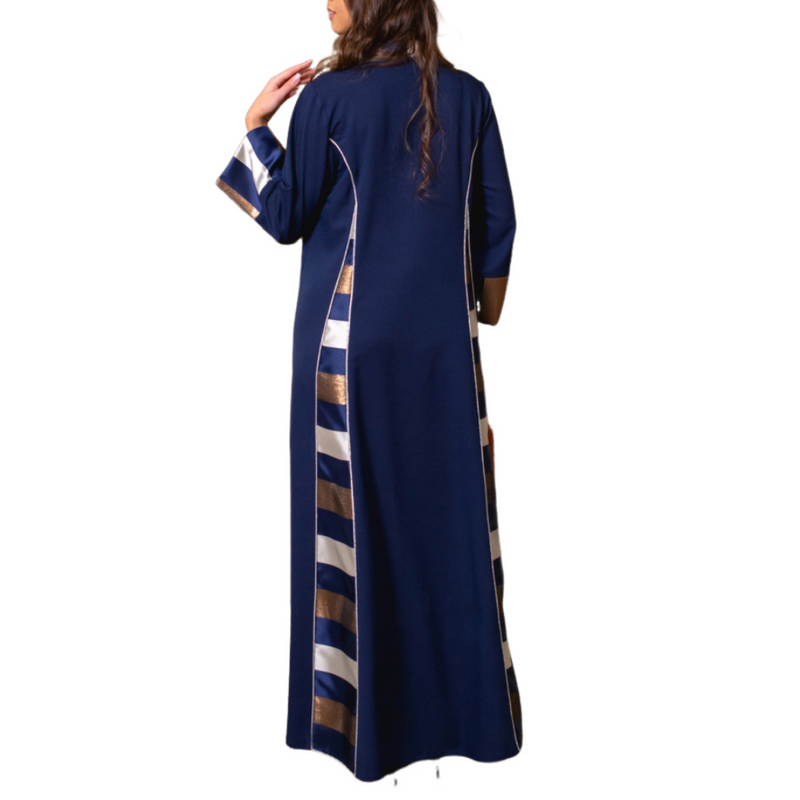 Women Islamic Dubai Robe Muslim Embroidery Applique Maxi Kaftan Dress