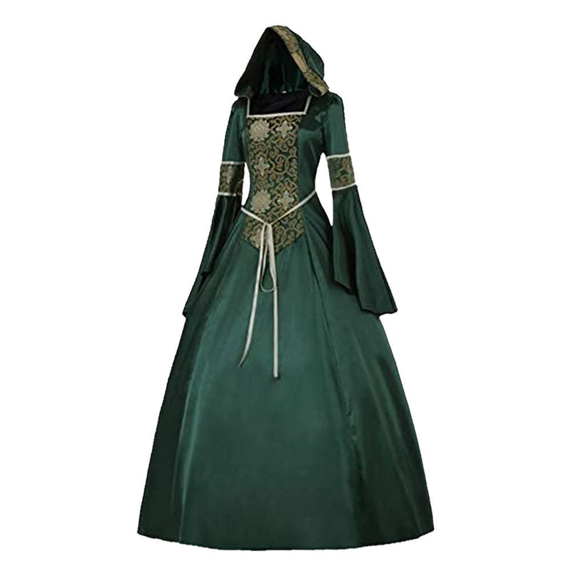 Women Medieval Gothic Witch Vampire Hooded Dress Fancy Costume