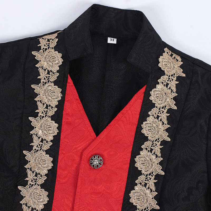 Women Medieval Jacket Embroidery Gothic Applique Steampunk Coat