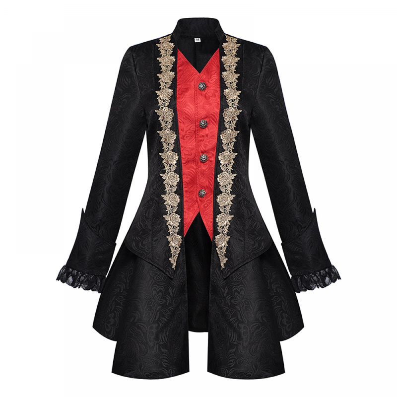 Women Medieval Jacket Embroidery Gothic Applique Steampunk Coat