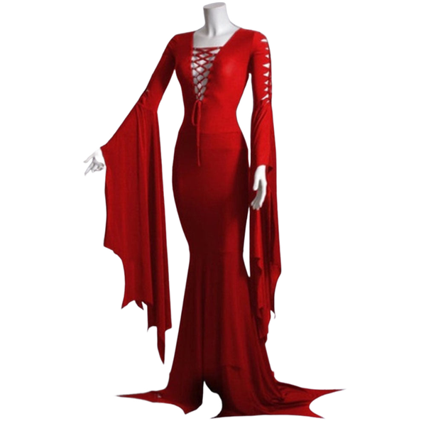 Women Morticia Floor Length Gothic Witch Mermaid Bnadage Dress