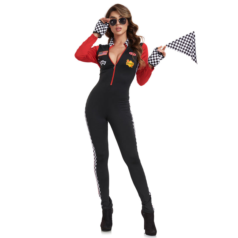 Women Racing Suit Cheerleader Cospaly Jumpsuit Motorcycle Uniform