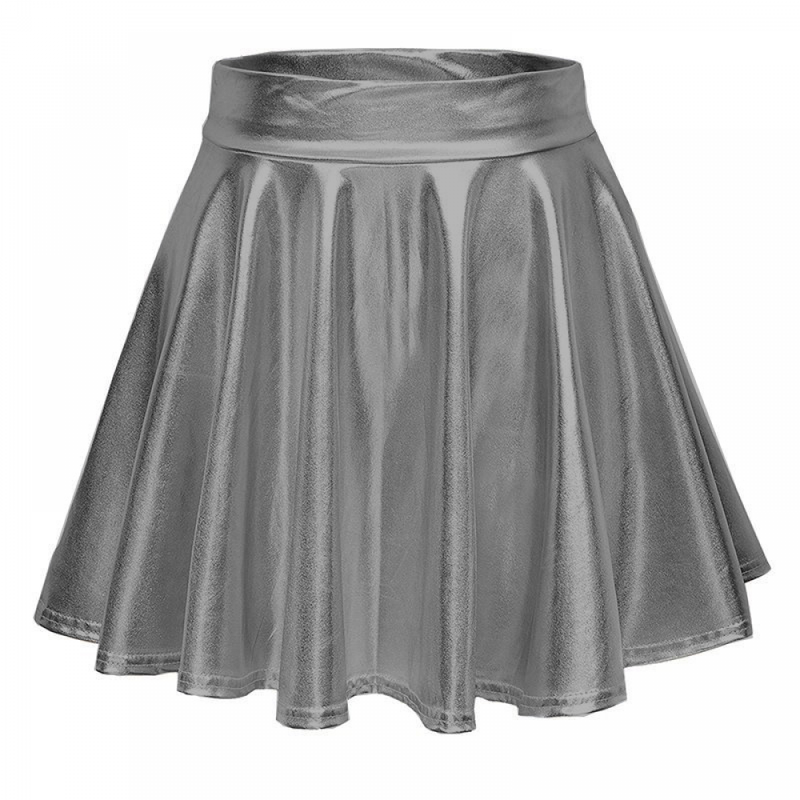 Women Shiny Metallic Skirt Rave Party Dance Holographic Clubwear Skorts