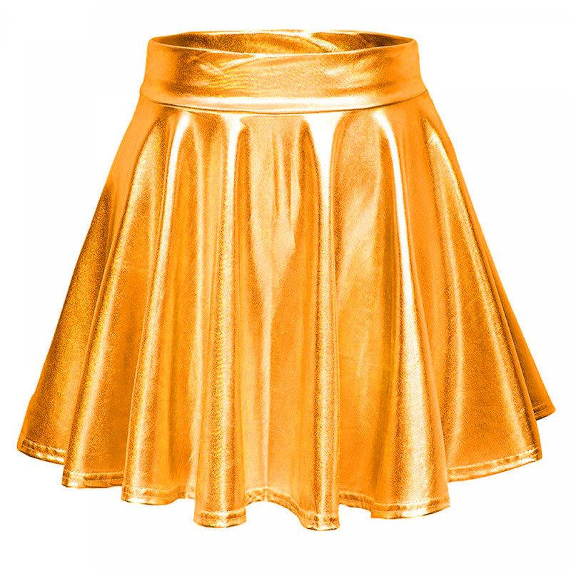 Women Shiny Metallic Skirt Rave Party Dance Holographic Clubwear Skorts