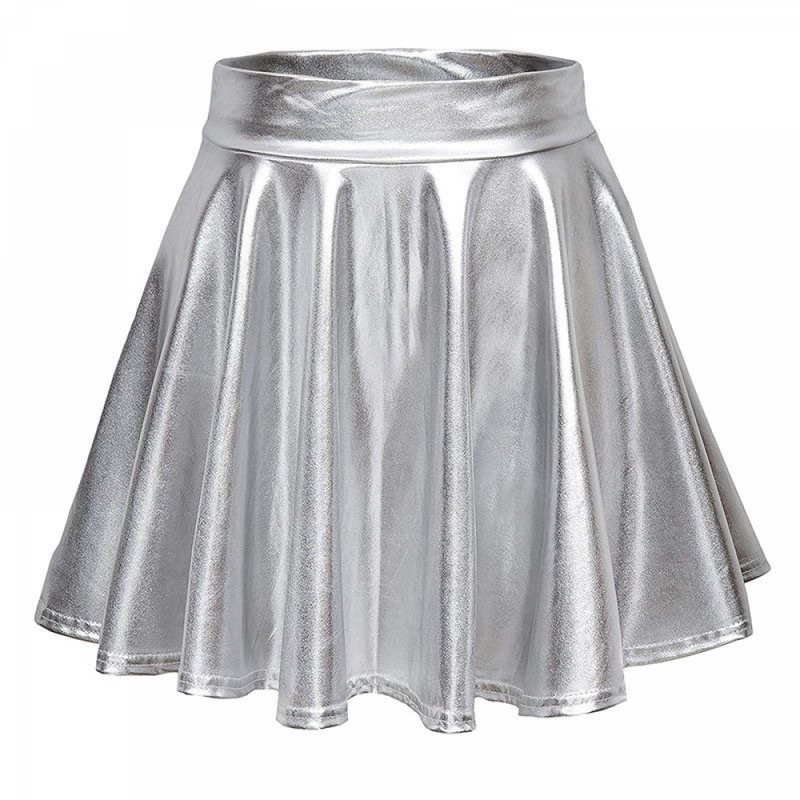 Women Shiny Metallic Skirt Rave Party Dance Holographic Clubwear Skorts