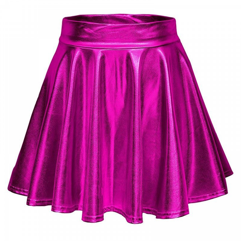 Women Shiny Metallic Skirt Rave Party Dance Holographic Clubwear Skorts