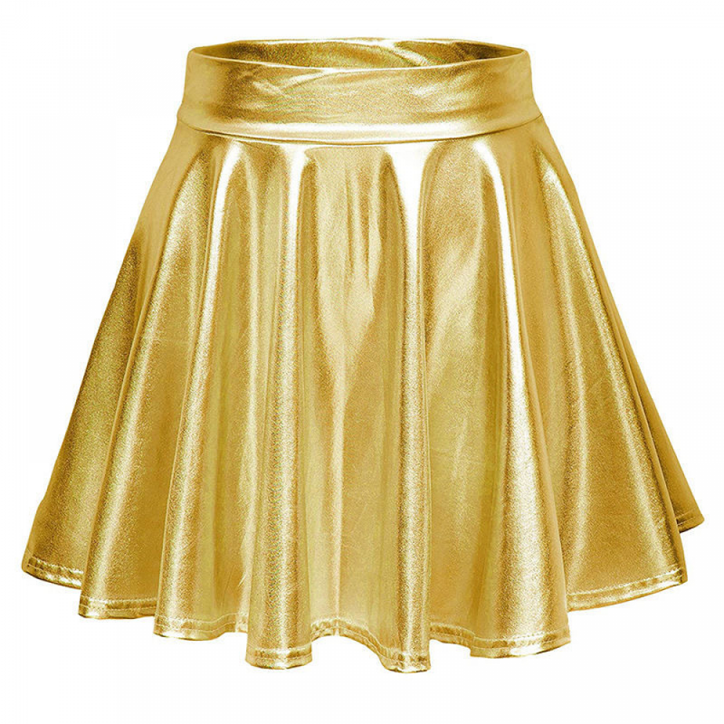 Women Shiny Metallic Skirt Rave Party Dance Holographic Clubwear Skorts