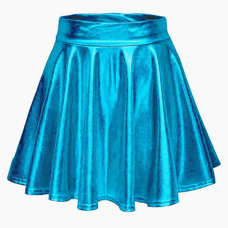 Women Shiny Metallic Skirt Rave Party Dance Holographic Clubwear Skorts