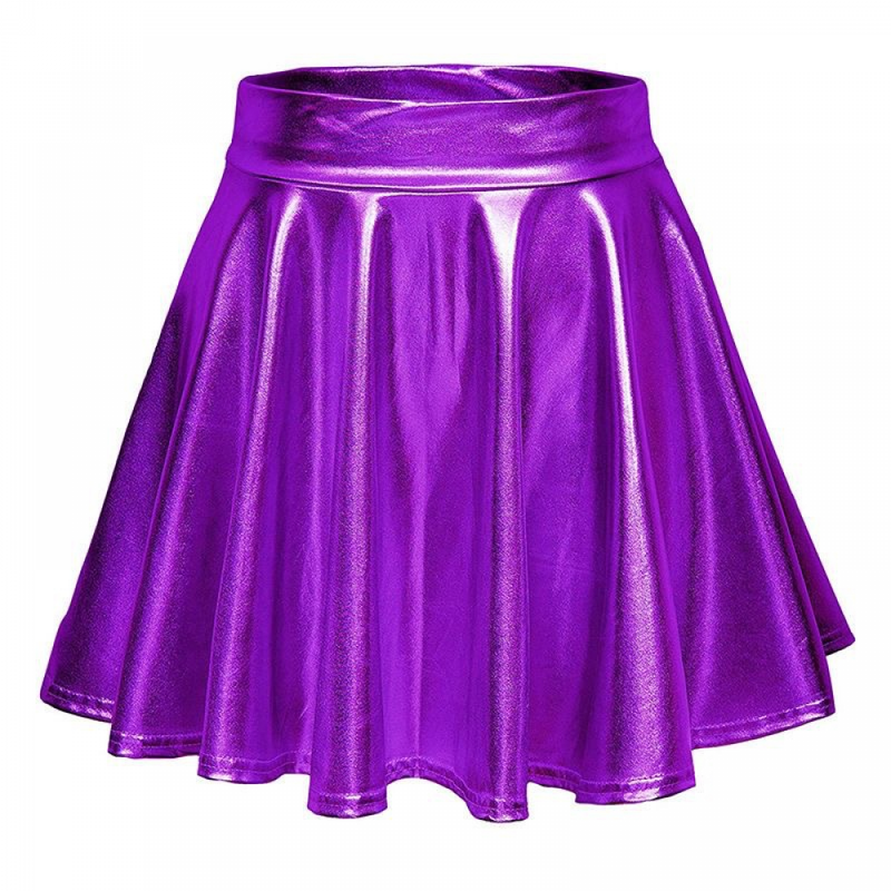 Women Shiny Metallic Skirt Rave Party Dance Holographic Clubwear Skorts