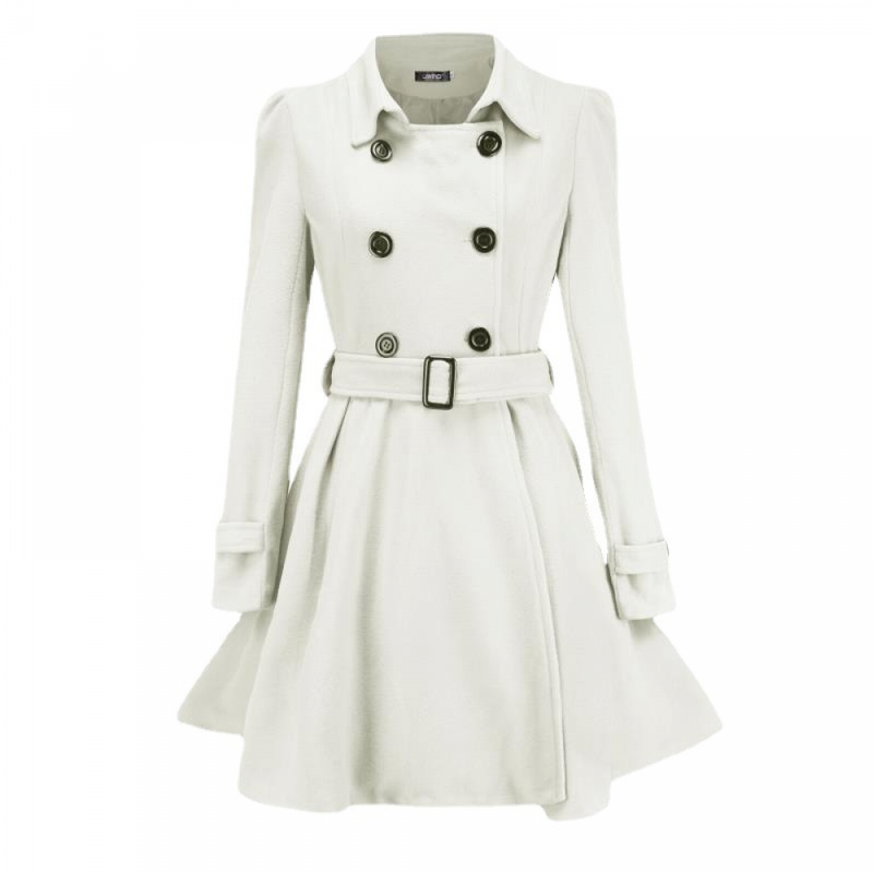 Women Winter Wool Trench Notch Dress Lapel Double Breasted Coat