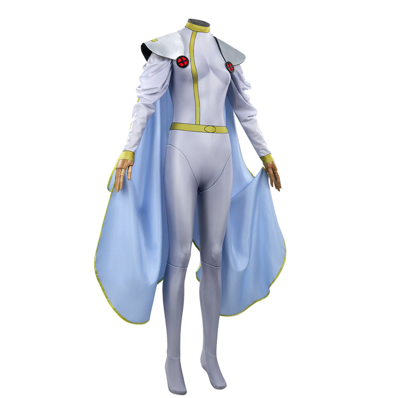 Marvel Superhero X-Men Storm Ororo Munroe Cosplay Costume Women Jumpsuit with Cloak