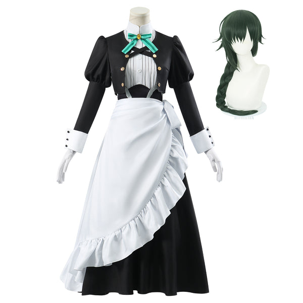 You are Ms. Servant Nieve Cosplay Costume Maid Uniform Skirt Wig