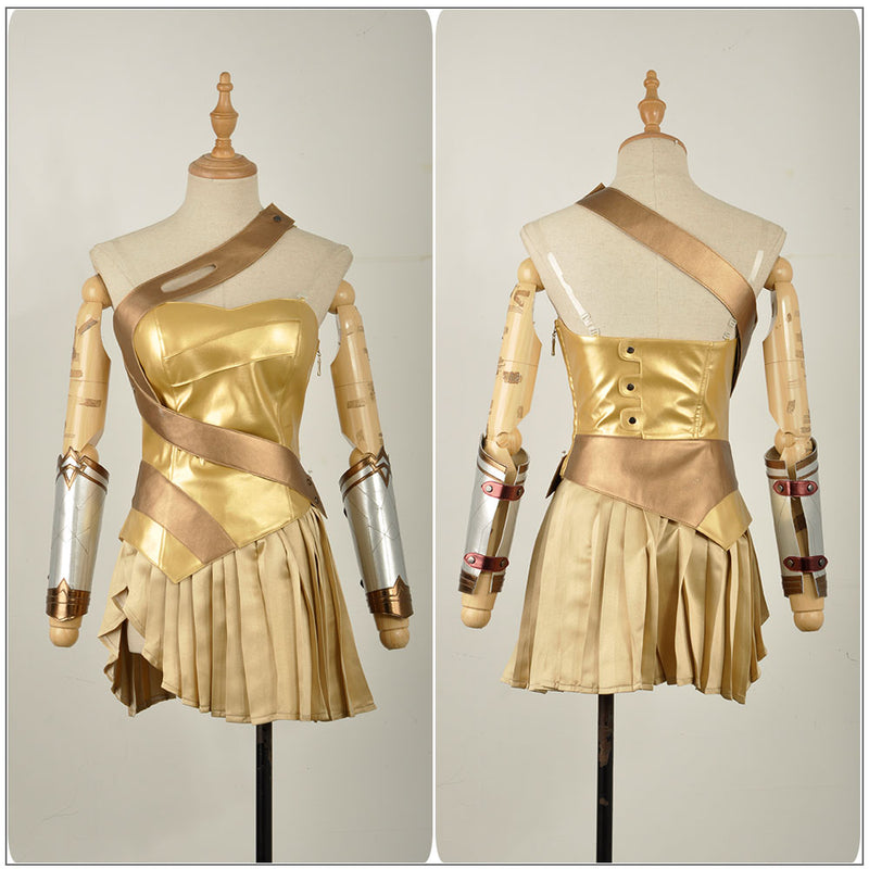 Batman v Superman:Dawn of Justice Wonder Woman Cosplay Costume DC Comics Golden Dress Skirt