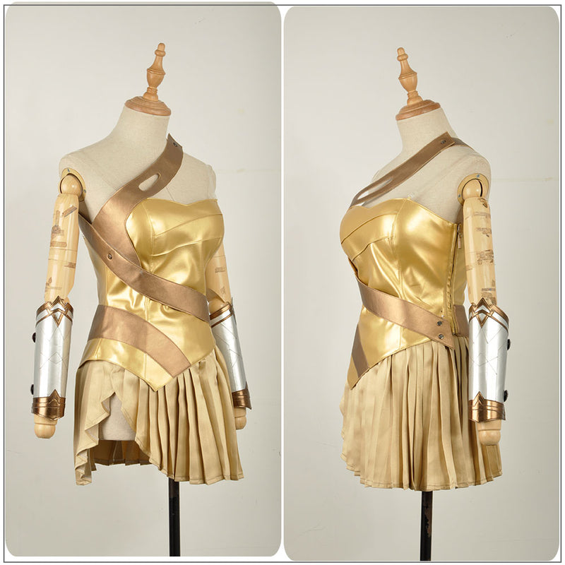 Batman v Superman:Dawn of Justice Wonder Woman Cosplay Costume DC Comics Golden Dress Skirt