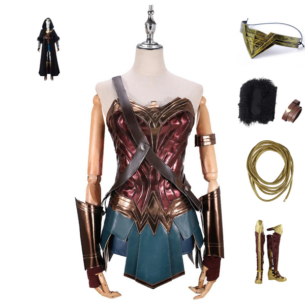 Wonder Woman Diana Prince Cosplay Costume Cloak Props Shoes Full Set